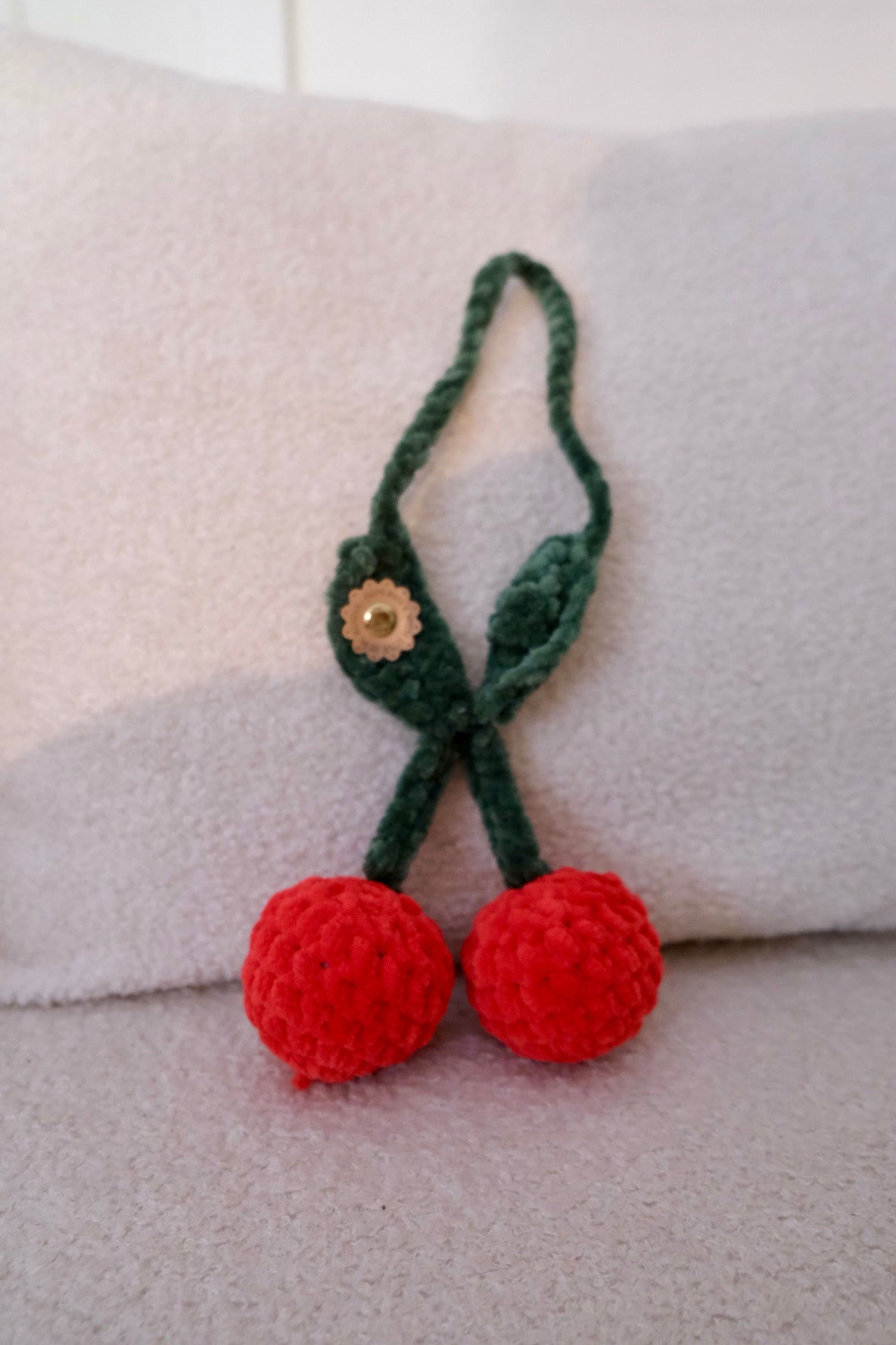 Crochet Cherry Bag Charm