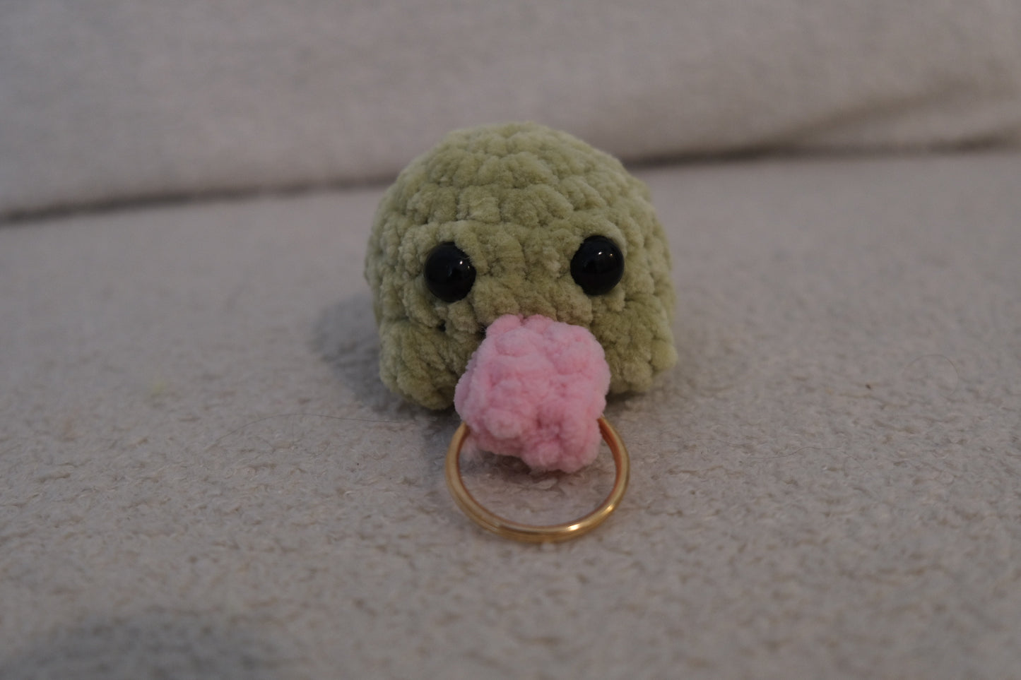 Crochet Frog Keychain with Tongue Out