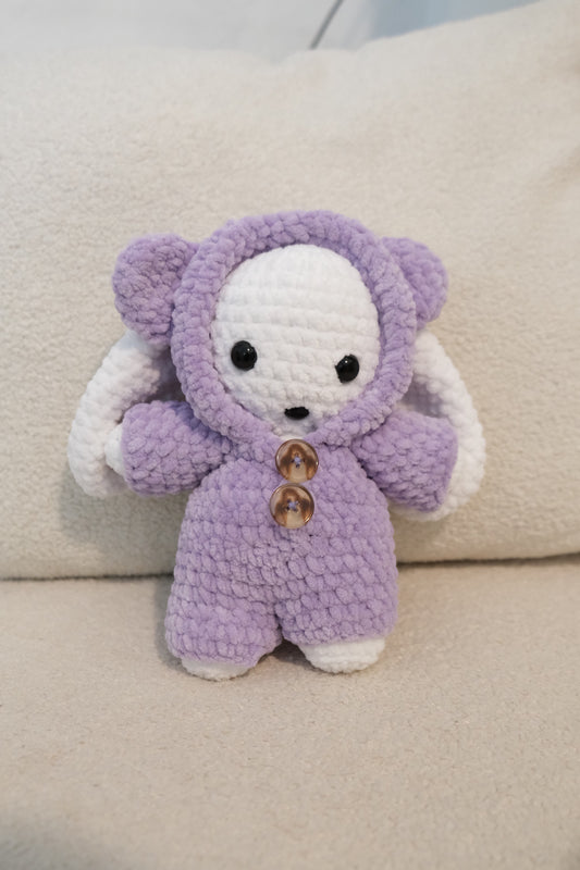Crochet Bunny with Bear Pajamas