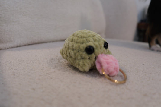 Crochet Frog Keychain with Tongue Out